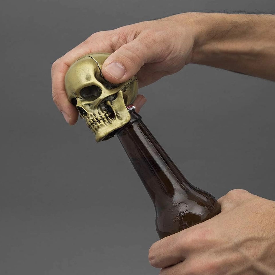 image 1 of Suck UK Skull Bottle Opener - Gold Vintage Bar Accessory
