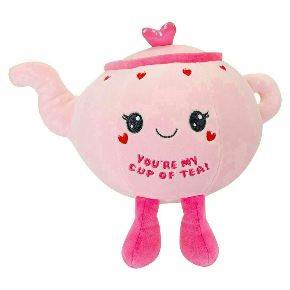 image 1 of Teapot Soft Toy Cute Plushie Huggable Cuddly Stuffed Toy 25cm Pink