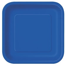Royal Blue Square Paper Plates 22cm - Pack of 14