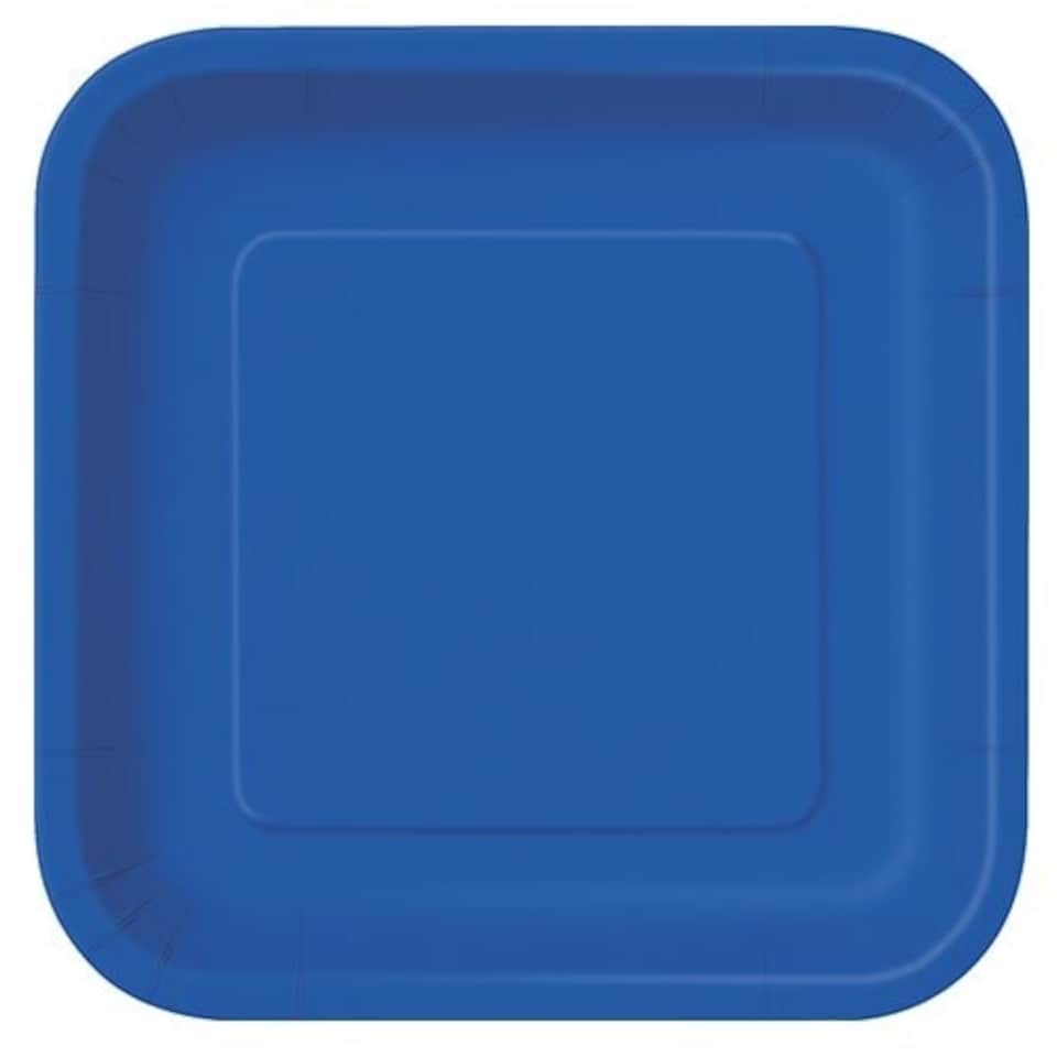 Royal Blue Square Paper Plates 22cm - Pack of 14