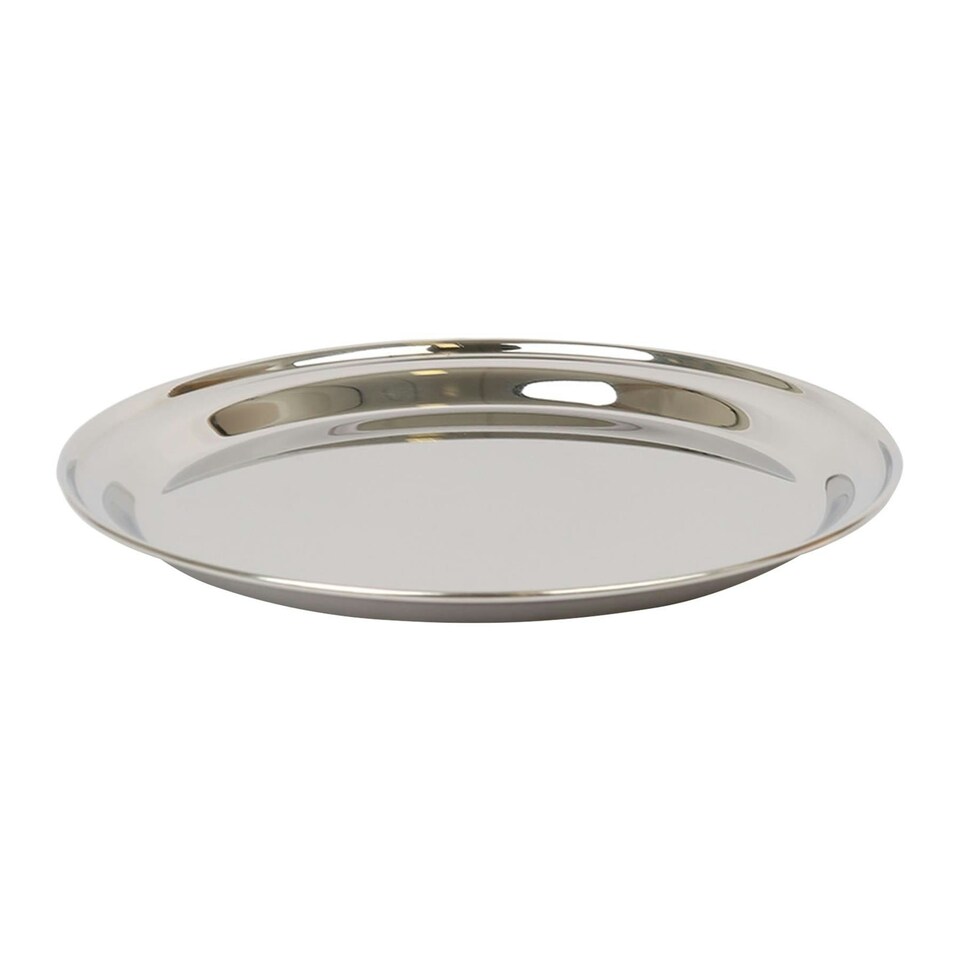 image 1 of Argon Tableware Round Stainless Steel Serving Tray - 30cm N/A