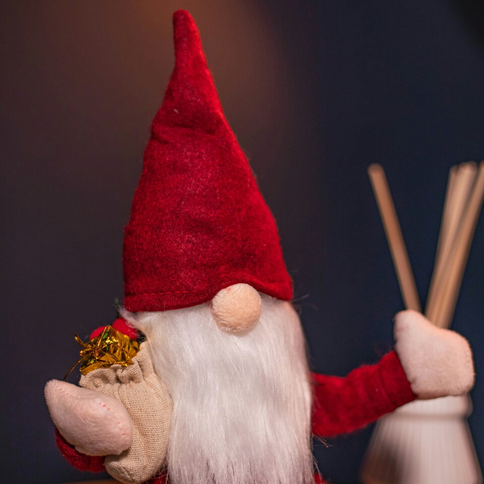 image 1 of 28cm Battery Operated Musical Walking Christmas Gonk Decoration in Red