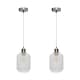 image 1 of Set of 2 Batley - Clear Ribbed Glass with Satin Nickel Pendant Fittings | Clear | Clear | 2