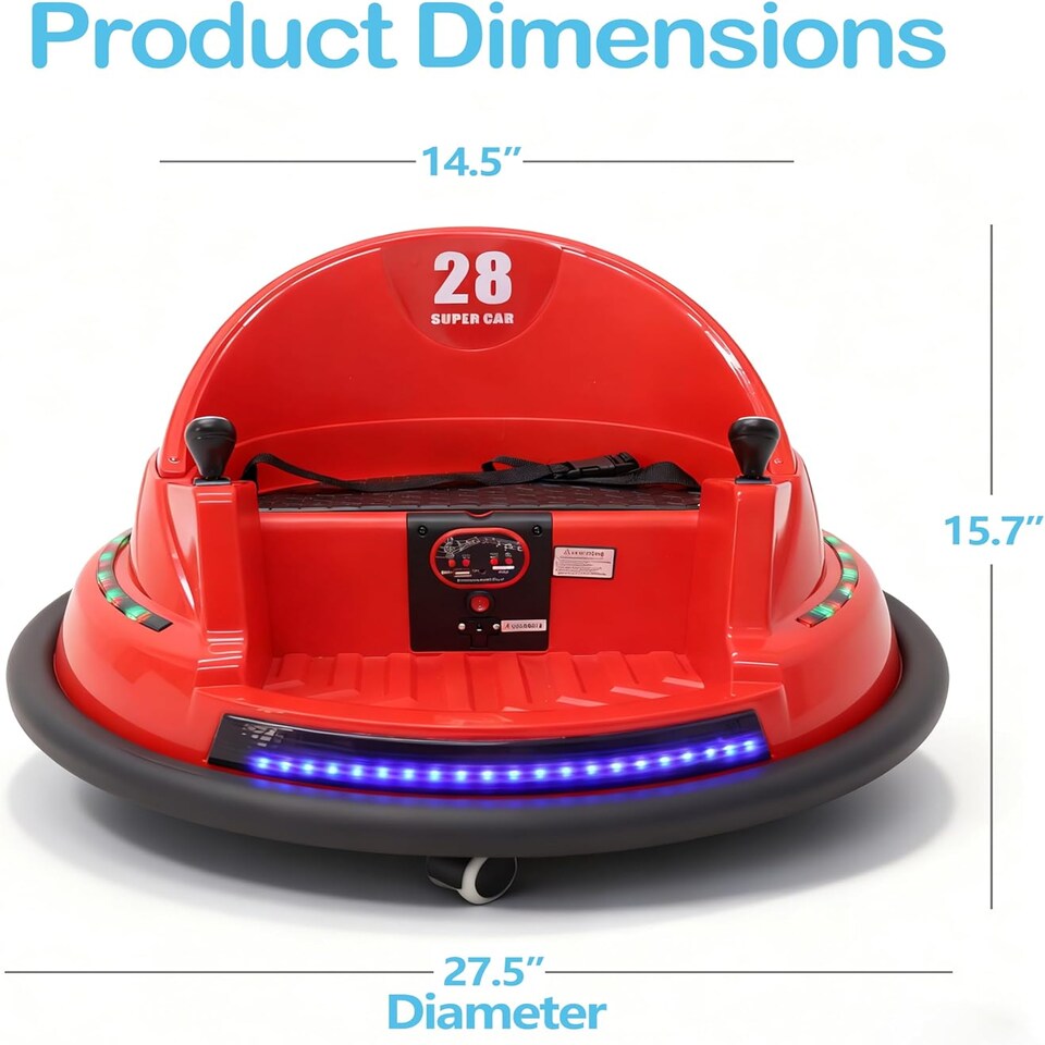 image 1 of Alivio Remote Control Bumper Car for Kids, 360° Spin with Lights, Music & Safety Belt (Red)