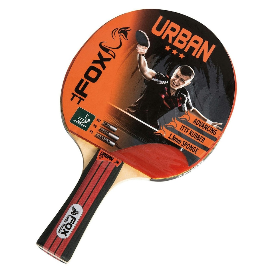 image 1 of Fox TT Urban 3 Star Table Tennis Bat - Black/Red - One Size