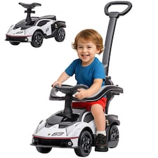 AIYAPLAY Lamborghini 2 in 1 Baby Ride on Push Car Toddler Push Along Car, White