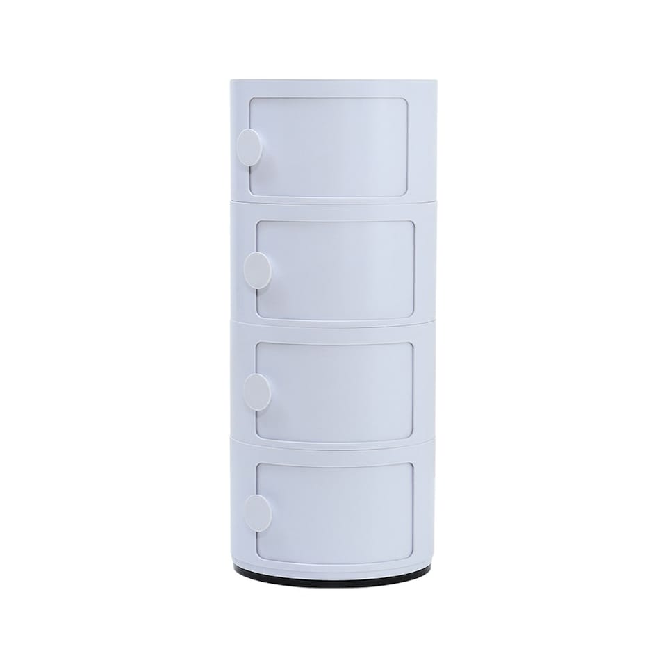 image 1 of Living and Home Cylindrical 4-Tier Plastic Storage Unit - White