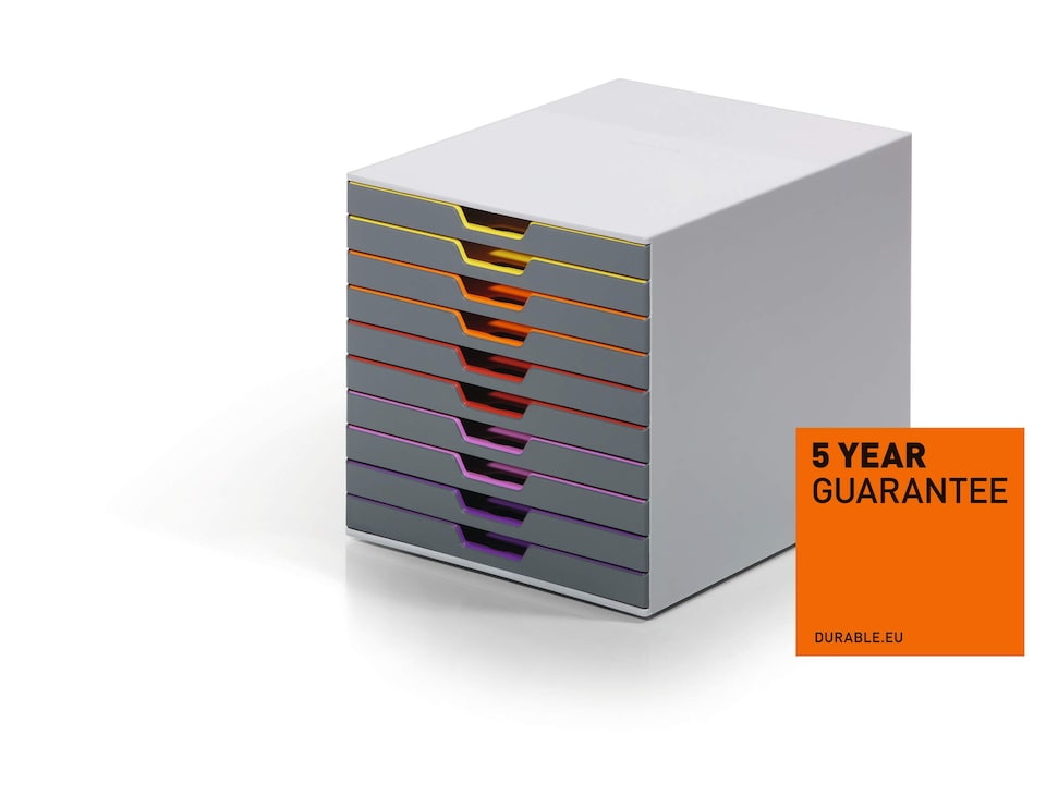 image 1 of Durable VARICOLOR Desktop Organiser 10 Drawer Colour Coded Modular Storage | A4+