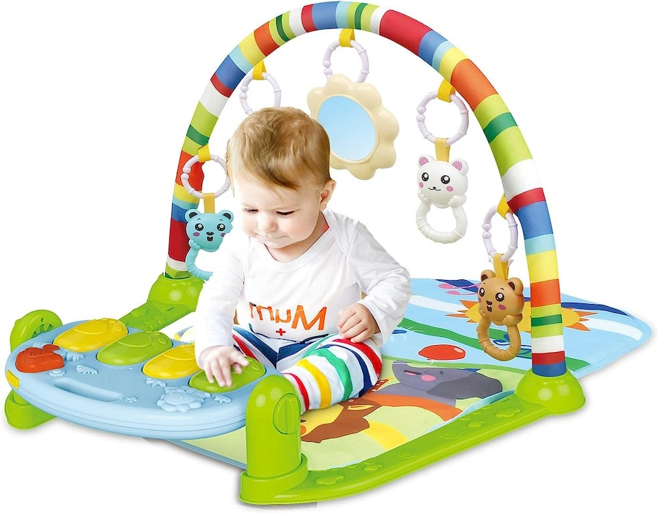 image 1 of 4-in-1 Baby Mat Kick and Piano Gym Music and Soft Light Detachable Activity Play Mat