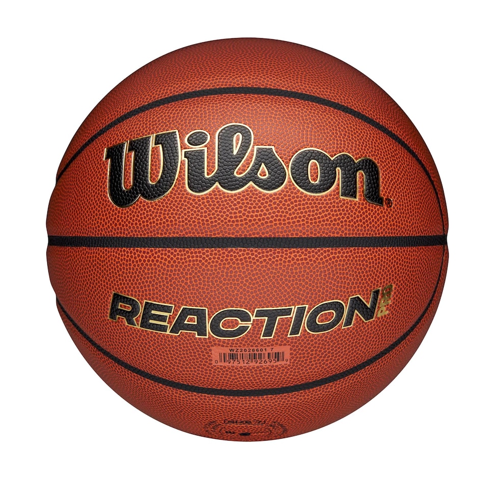 image 1 of Wilson Reaction Pro Basketball, Made From Durable Composite Materials With Vlc Technology, Colour: Brown/Gold, Size: 5