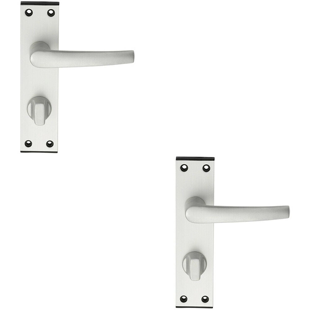 Loops 2x PAIR Straight Handle on Bathroom Backplate 152 x 38mm Satin Aluminium