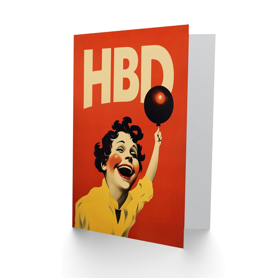 image 1 of Vintage Advert HBD Kid Balloon Smile Him Her Birthday Card