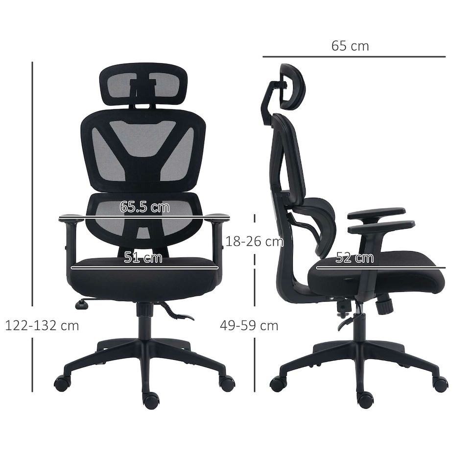 image 1 of Vinsetto Mesh Office Chair Swivel Desk Chair with Adjustable Height, Black