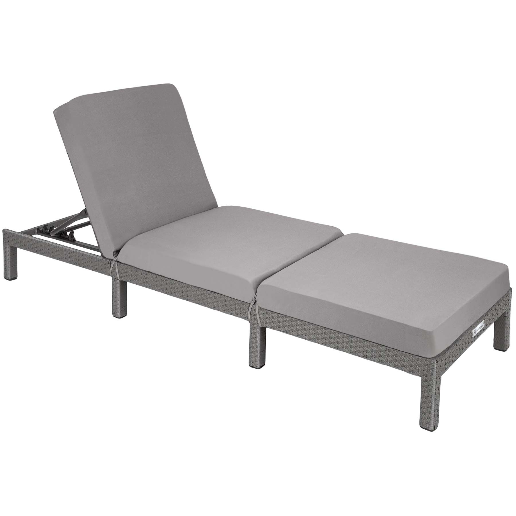 Sun Lounger Sofia with 6-step Adjustable Backrest, Thick Padding and UV-resistant Polyrattan | Grey | grey | 1