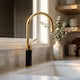 image 2 of Gold/Black Marble Kitchen Sink Tap Bathroom Basin Mixer Bar Standing Faucet