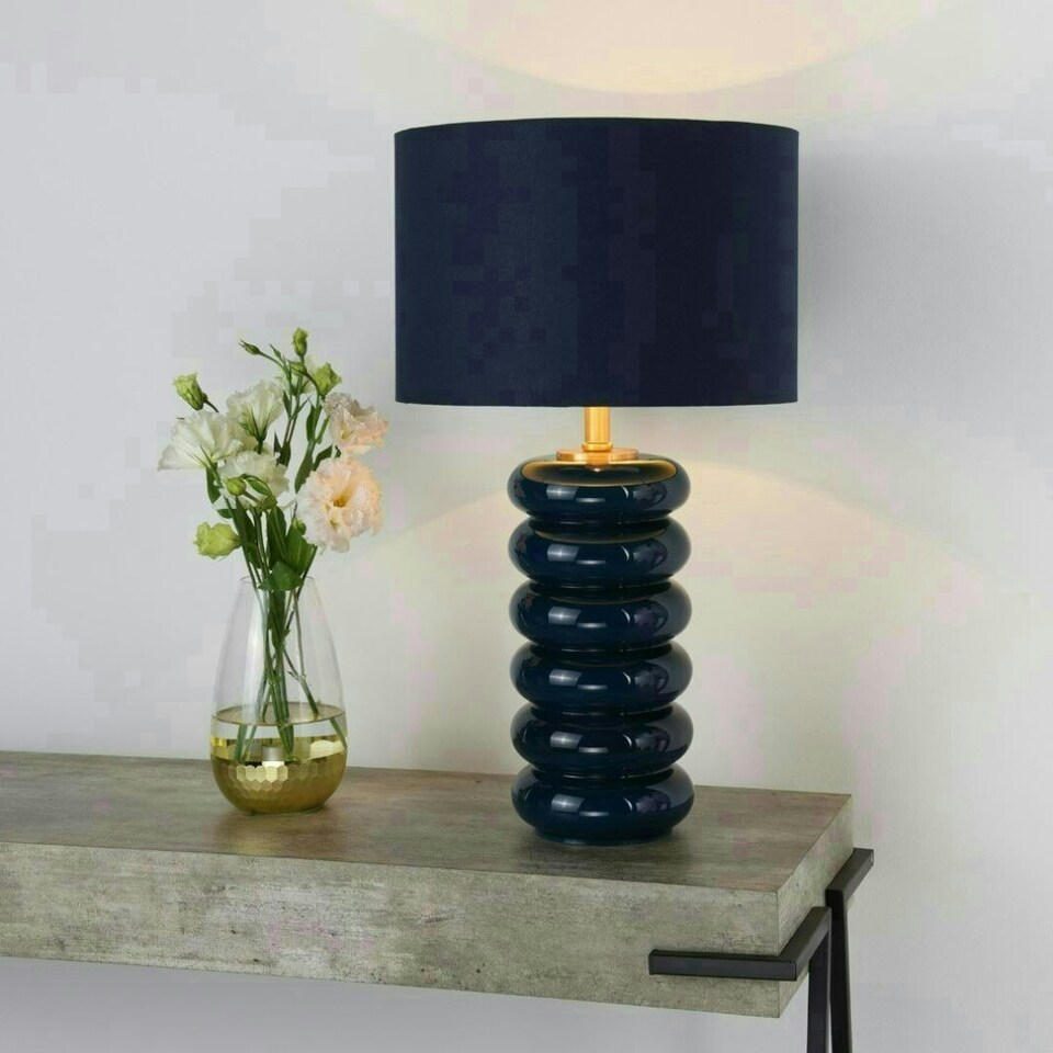 image 1 of Portia Blue Glass Table Lamp Blue