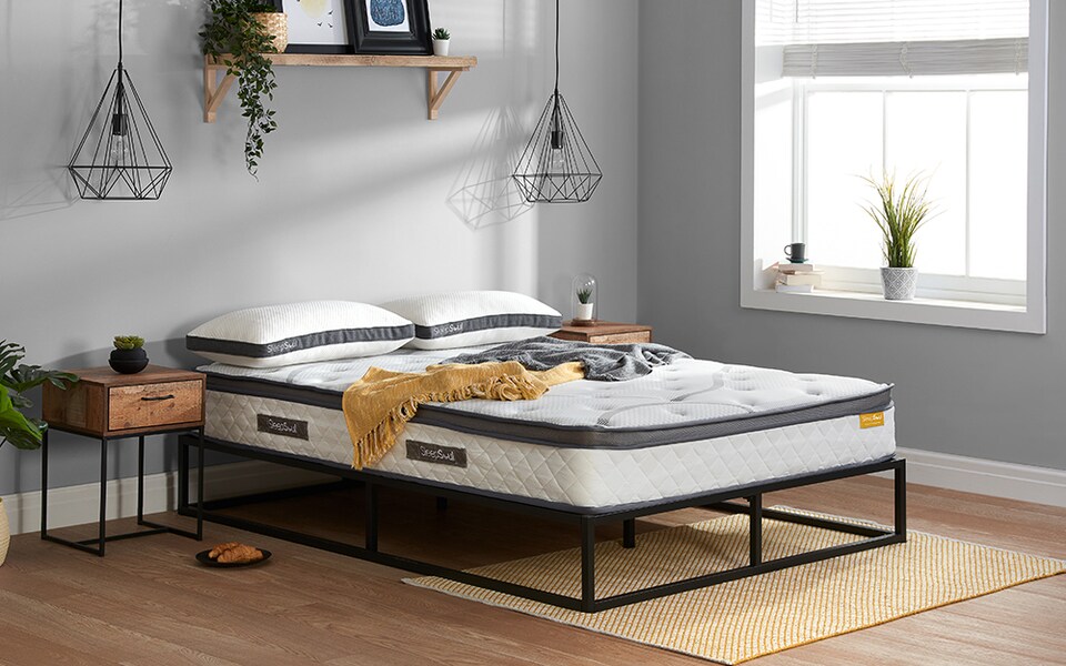 image 1 of SleepSoul Heaven 1000 Pocket Gel Mattress and Bodyshape Pillow Double | White | Double | 1