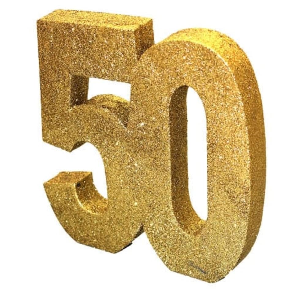 Happy 50 Birthday Gold Glitter Table Decoration