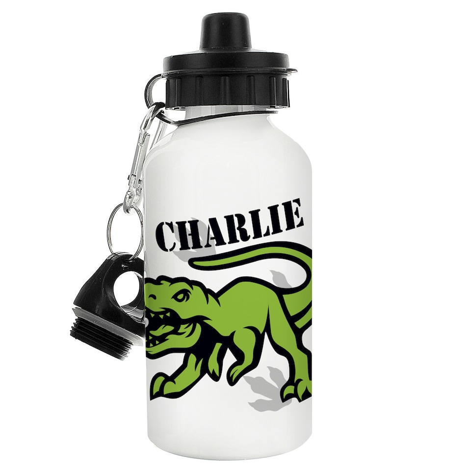 image 1 of Personalised Dinosaur Drinks Bottle White | One Size