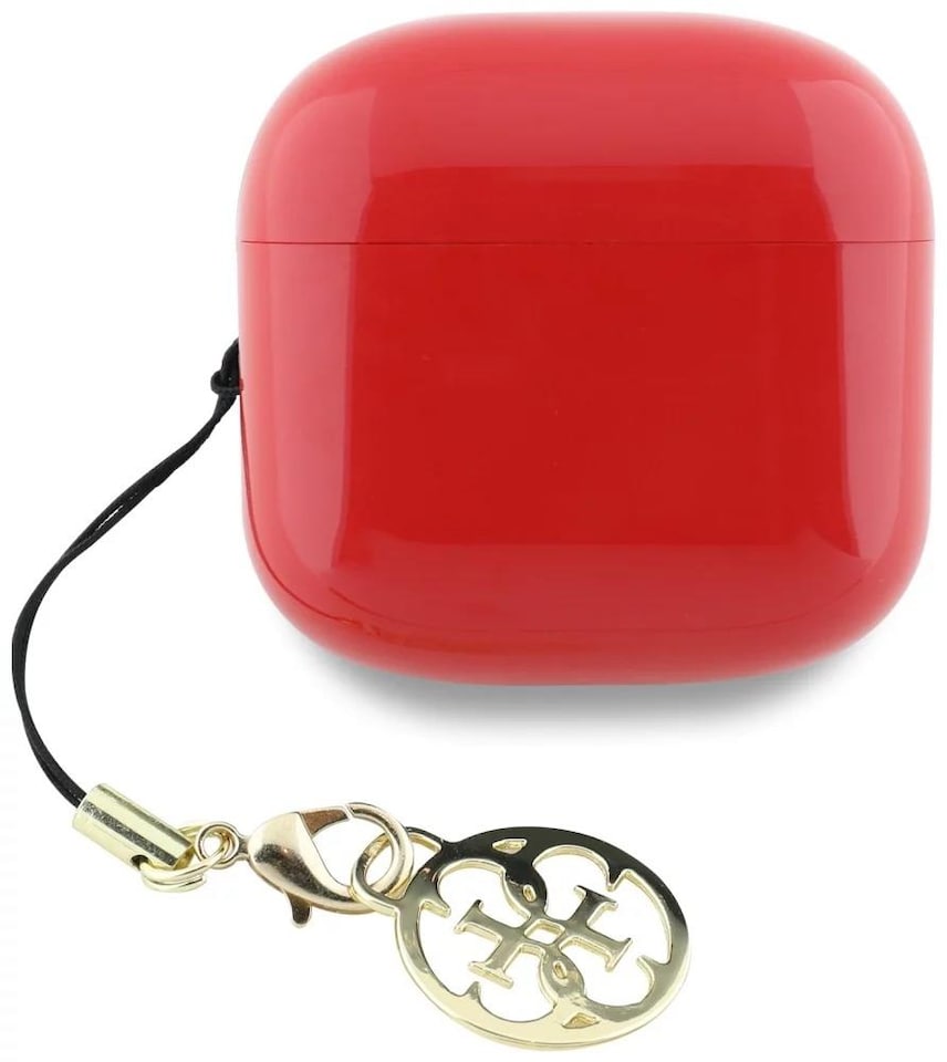 image 1 of Guess Glossy Effect Printed Classic Logo & Charm TWS Earphones Red - GUTWSXMCCLR
