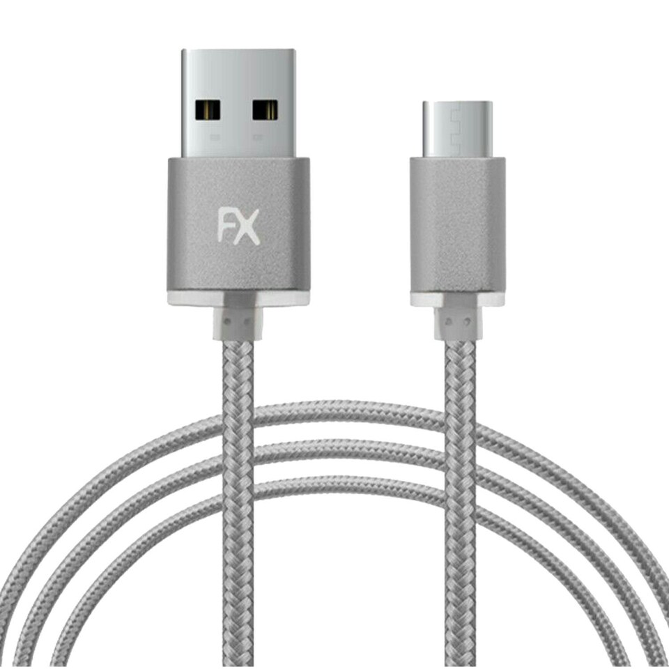 image 1 of FX Nylon Braided USB Data Cable For Type C Smartphone Devices, Space Grey