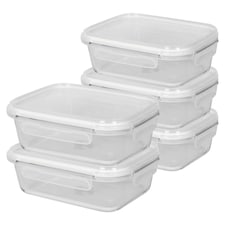 Harbour Housewares Glass Food Storage Containers with Lids - 1 Litre - Pack of 5