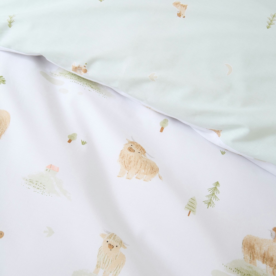 image 1 of Bianca Mini Moo Cow Reversible Cotton Duvet Cover Set White White | Toddler