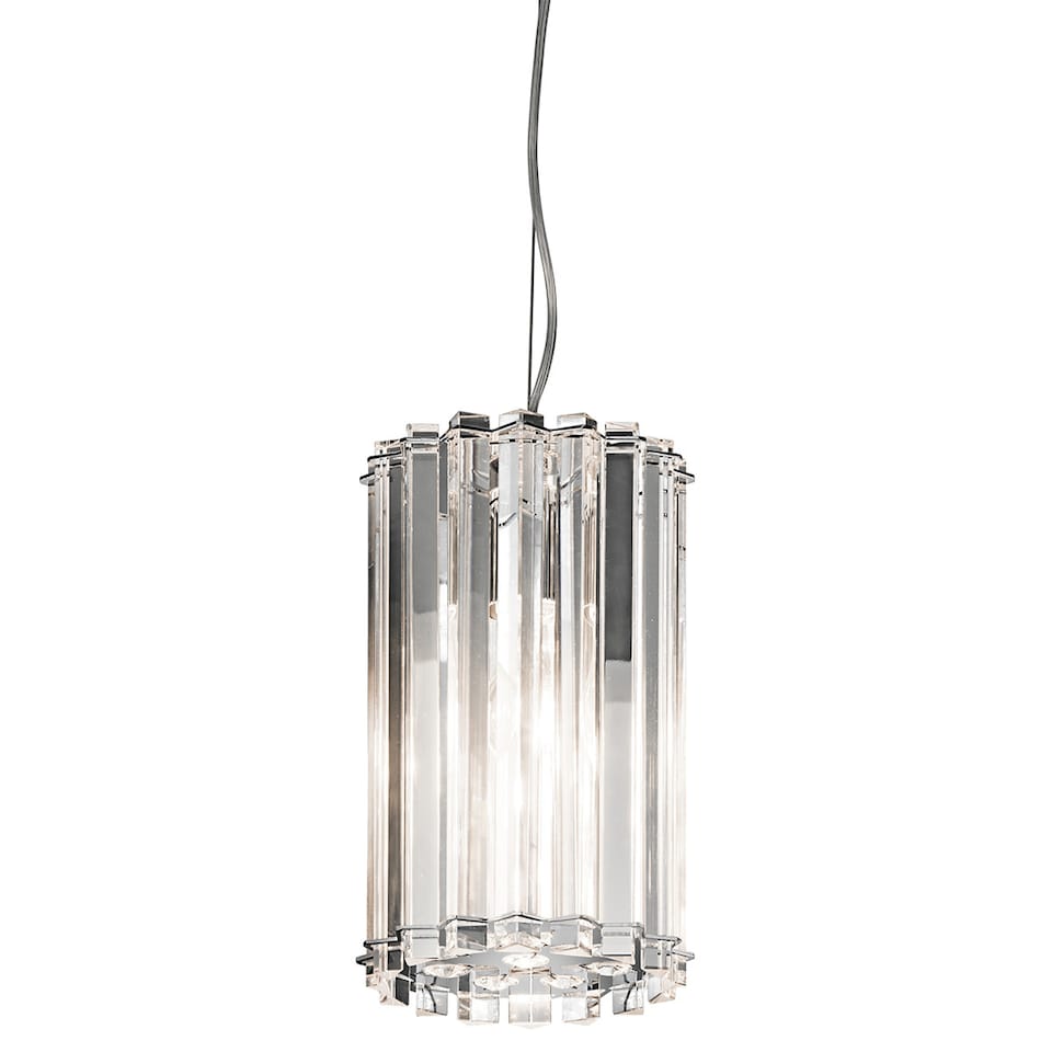 image 1 of Crystal Skye 2 Light Round Mini Ceiling Pendant Light Chrome, Crystal Glass, G9