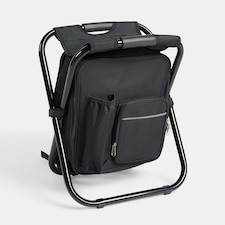 OHS 3-in-1 Camping Backpack Stool Cooling Bag Chair Folding Rucksack Seat | Black