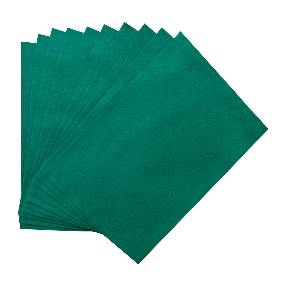 image 1 of Pack of 10 A4 Coloured Felt 180gsm Sheets | Green | Dark Green | A4 | 1