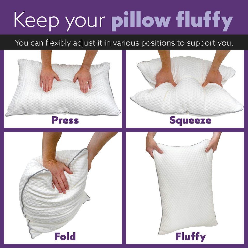 image 1 of Aamira Premium Orthopaedic Shredded Memory Foam Bed Pillow 70x45 cm, Neck Support | White | White | 70x45 cm | 1