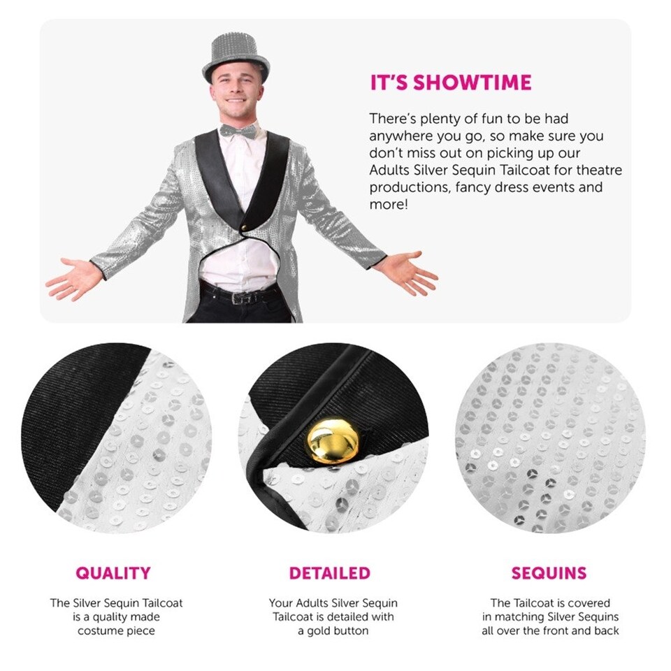 image 1 of Silver Sequin Tailcoat Silver | XS