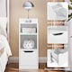 image 5 of Yaheetech Narrow Nightstand with Drawer-White | White | White | 25 cm W × 30 cm D × 65 cm H | 1