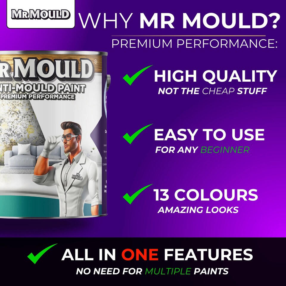 image 1 of MR MOULD - Anti-Mould Paint - Premium Colour & Protection for Interior Walls & Ceilings - Pale Blue - 5L