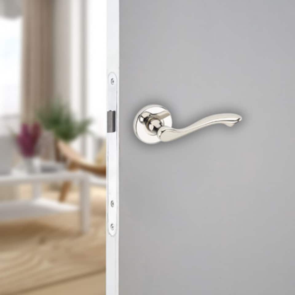 image 1 of Polished Nickel URFIC Kensington Lever Door Handles | Red | Pink | 6