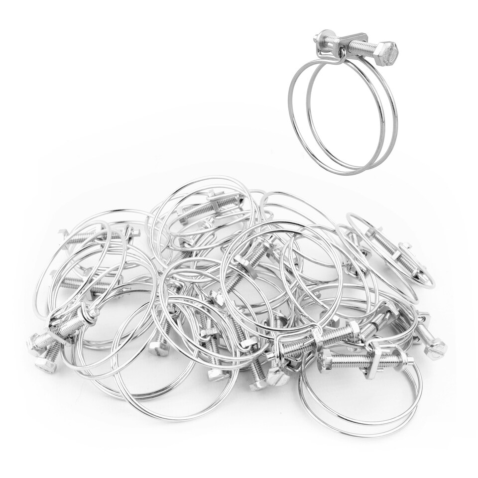 image 1 of KCT Universal 50-55mm Double Wire Clips for Hose Pipe - 20 Pack
