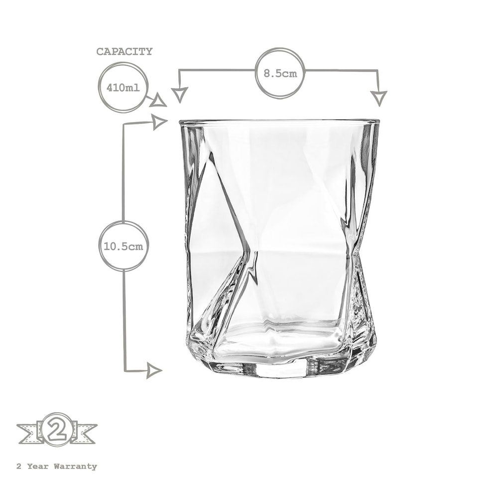 image 1 of Bormioli Rocco Cassiopea Double Whisky Glasses - 410ml - Clear - Pack of 6 | Clear | Clear