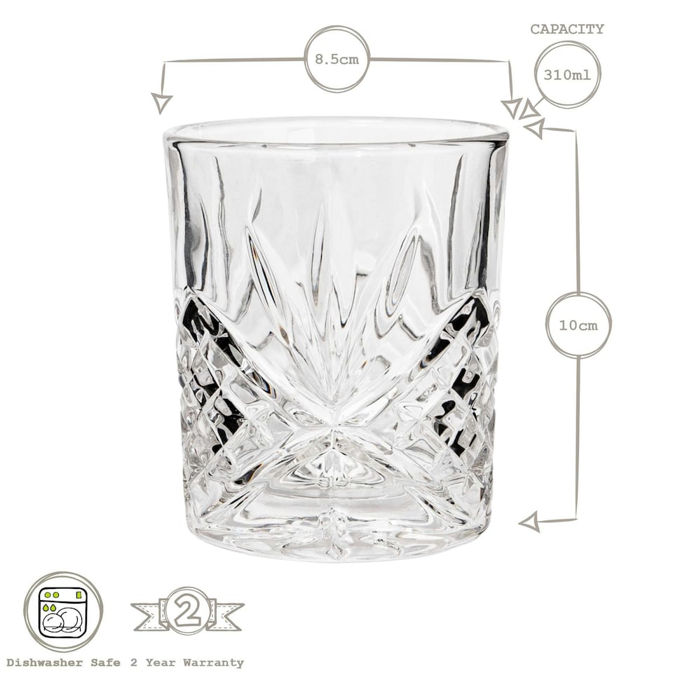image 1 of Rink Drink Classic Whisky Glasses - 310ml - Pack of 6 Clear