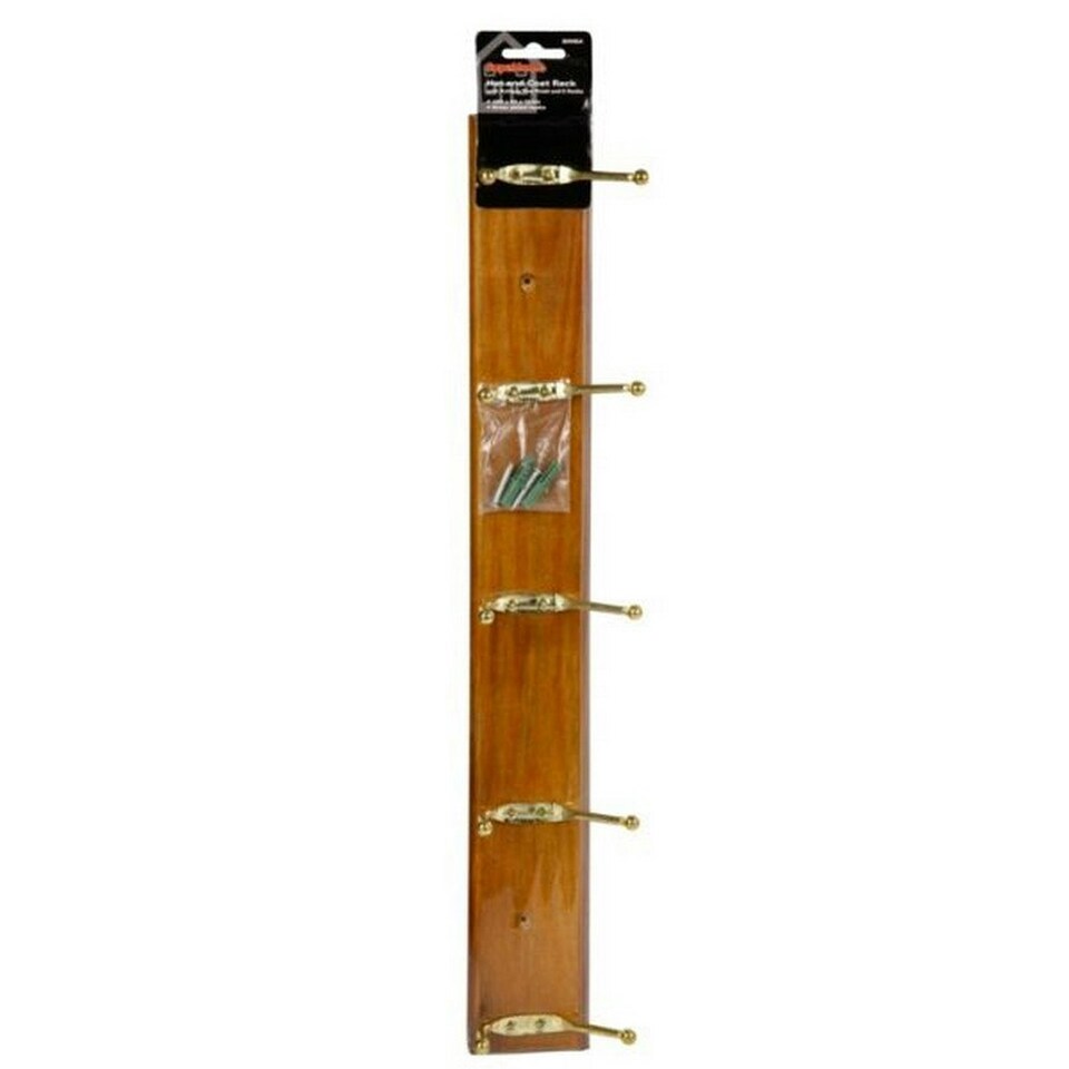 SupaHome Antique Look Pine Coat Rack - Brown/Gold - One Size