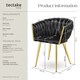 image 6 of Dining Chair Astano - padded, velvet, knot design, continuous backrest | Black | black/gold | 4