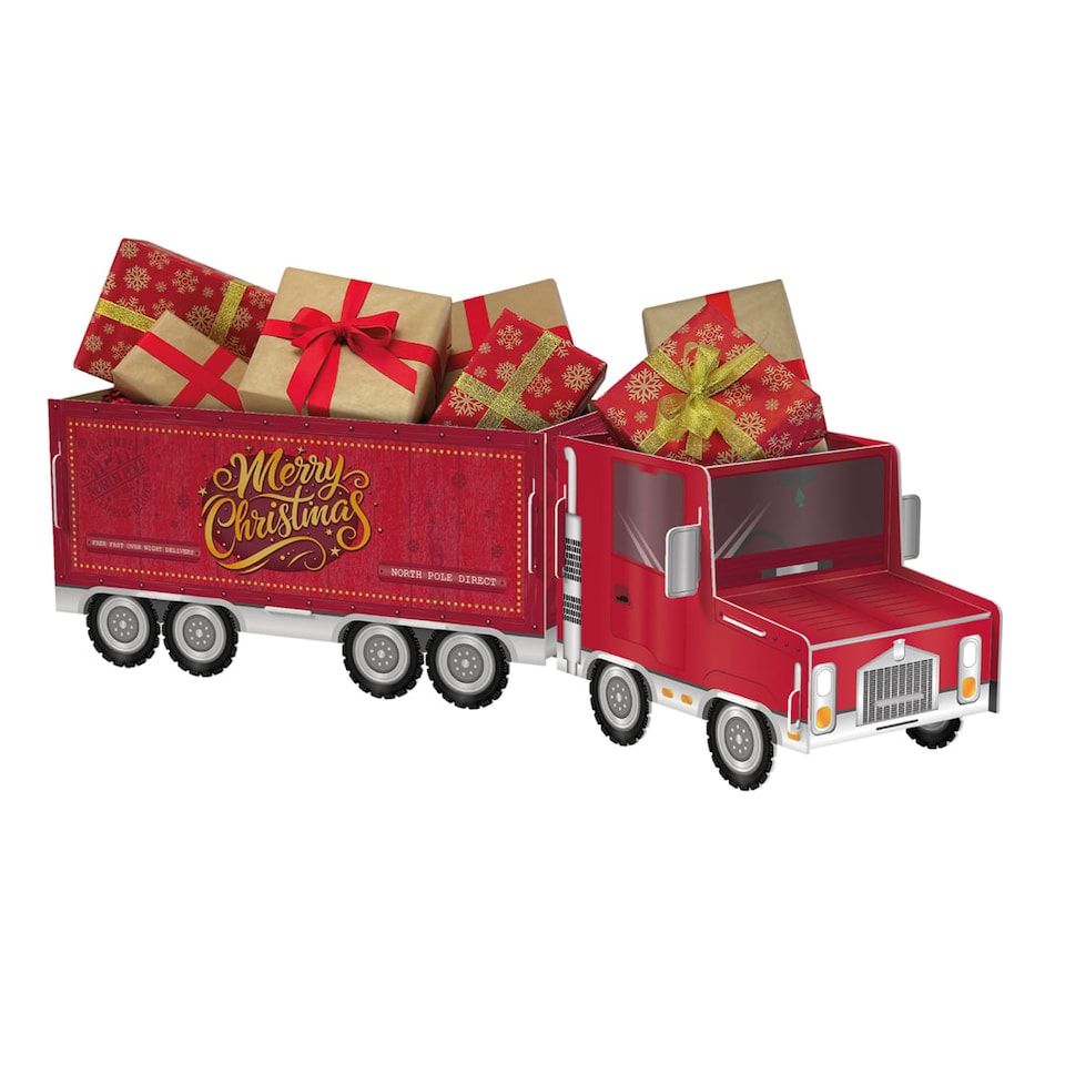 image 1 of Christmas Truck Present Cardboard Gift Holder 82cm