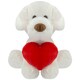image 4 of Puppy Soft Toy Cream 26cm Puppy Plush With Red Love Heart Cuddly Toy Dog