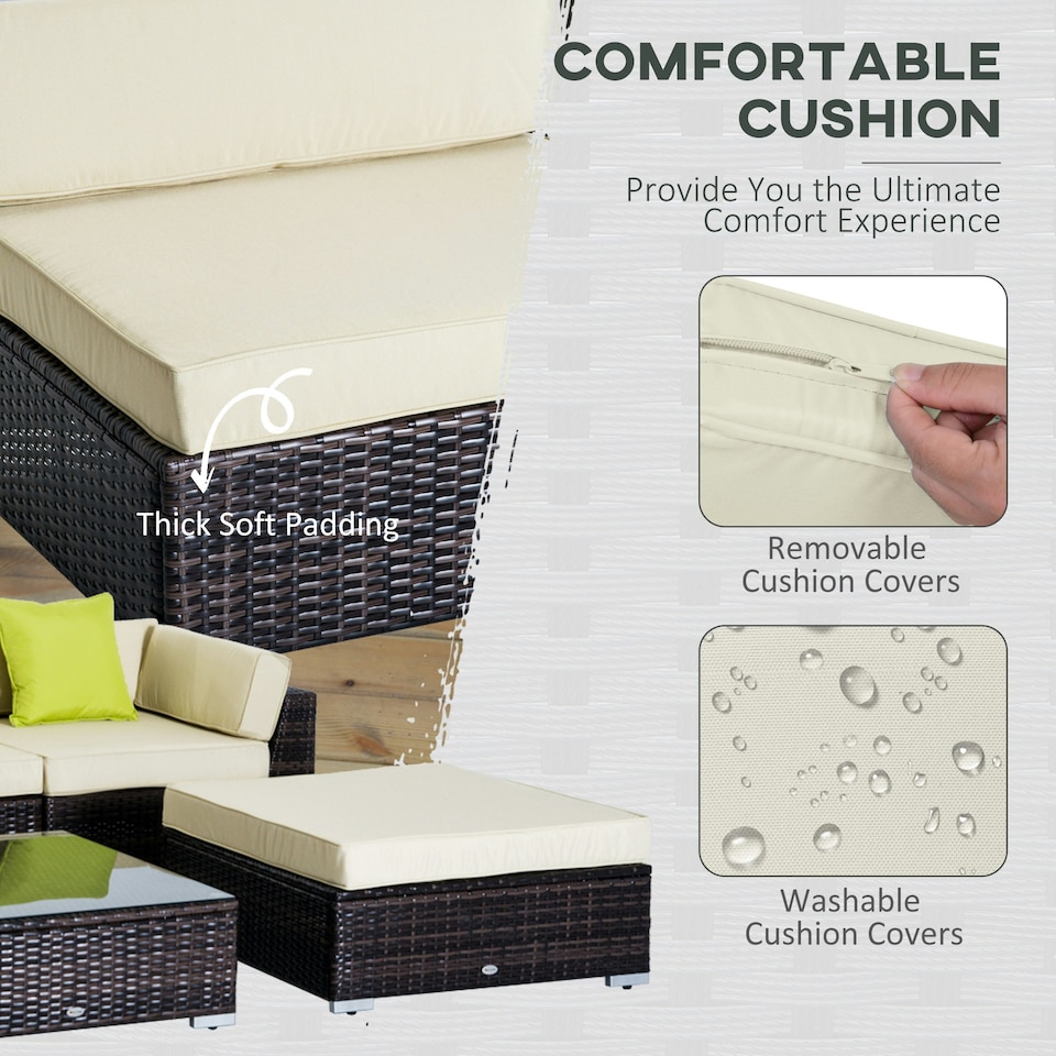 image 1 of Outsunny 6 Pieces Rattan Furniture Set Conservatory Sofa Deluxe Wicker Garden