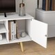 image 9 of HOMCOM TV Stand Cabinet up to 55 Inches, TV Unit with Storage Shelves and Wood Legs for Living Room, Bedroom, White