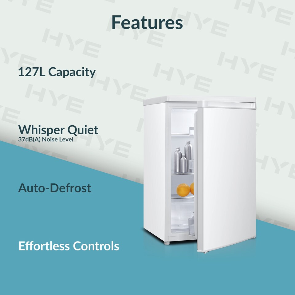 image 1 of HYE 127L Freestanding Under Counter Fridge, 55cm, White - RF01UCF127W01