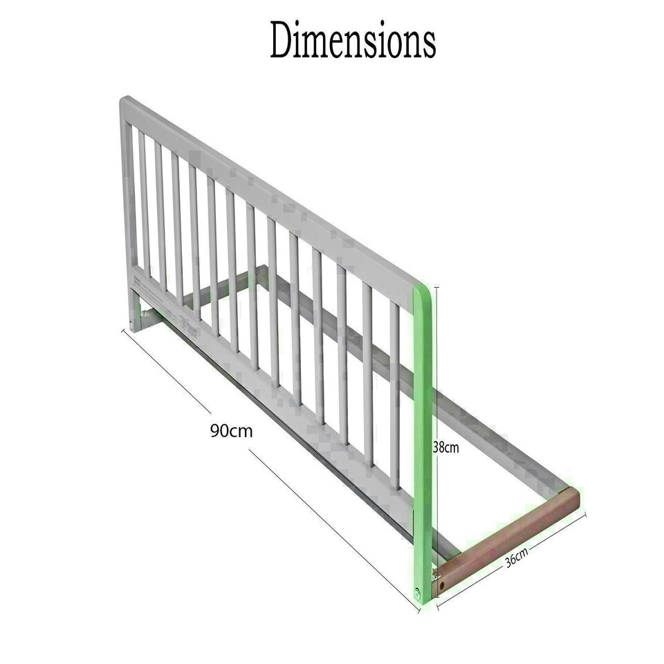 image 1 of Safetots Narrow Wooden Bed Guard, White, 38cm High x 90cm Wide, Toddler Bedrail for Safety, Secure Child Bed Rail