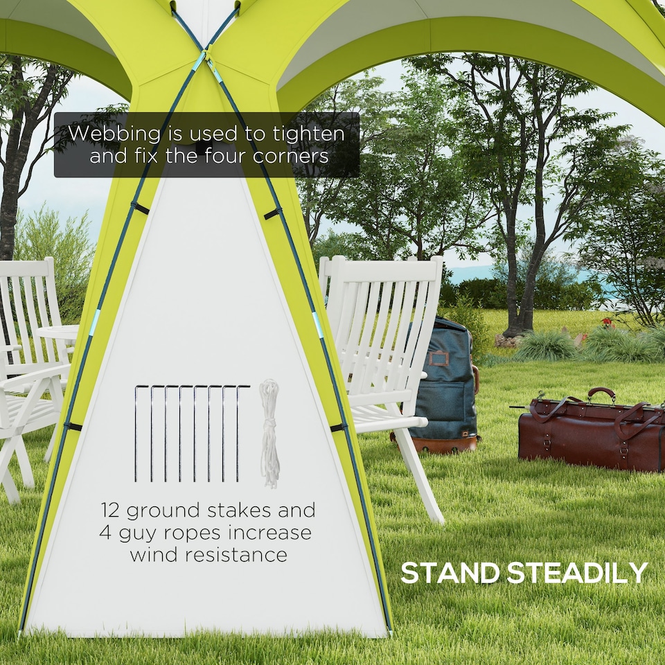 image 1 of Outsunny 3.5 x 3.5M Camping Gazebo, Outdoor Event Shelter Dome Tent Garden Sun Shelter Patio Spire Arc Pavilion Camp Sun Shade Tent for 68 Person | Green