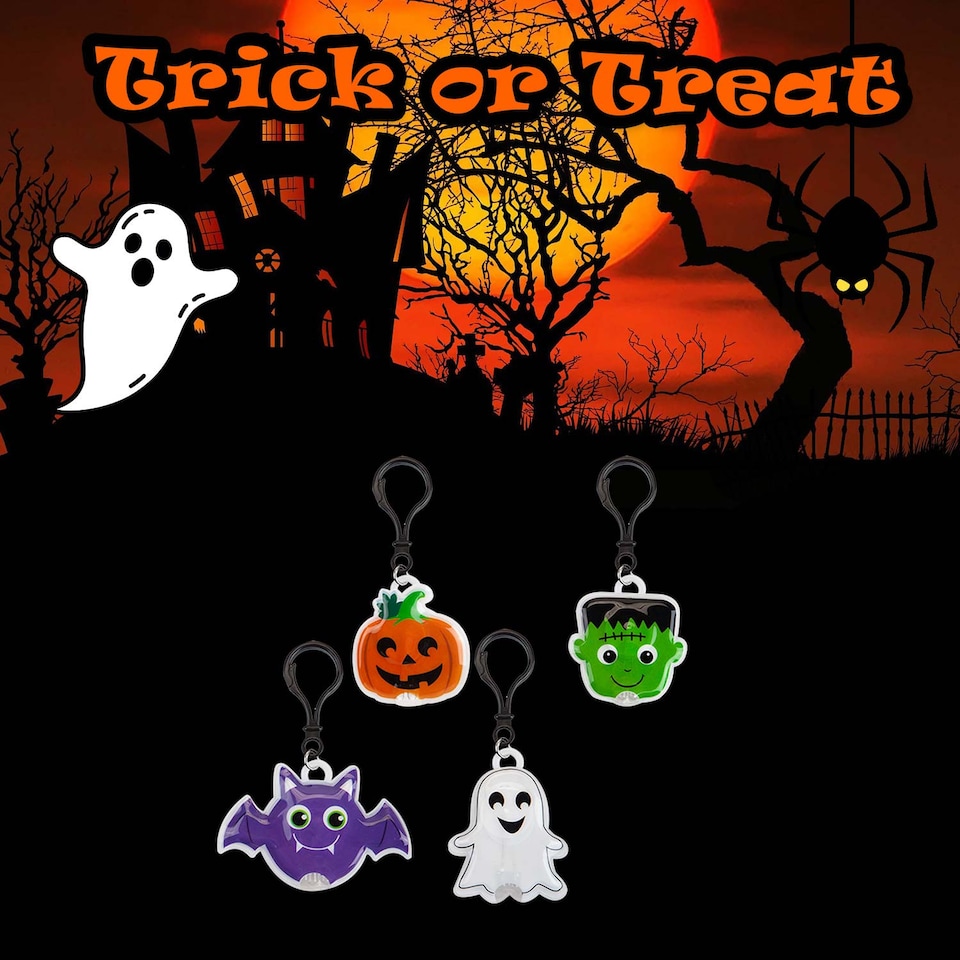 image 1 of vfm-estore Halloween Clip-On Light - 1 Piece Mystery Bag, Bat Frankie Pumpkin or Ghost