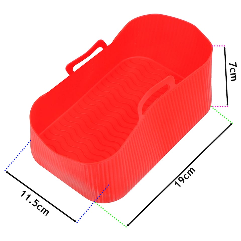 image 1 of SPARES2GO Silicone Basket Drawer Liners for Swan Duo Digital 8L / for Daewoo SDA2310 Air Fryer (Pack of 2, Red)
