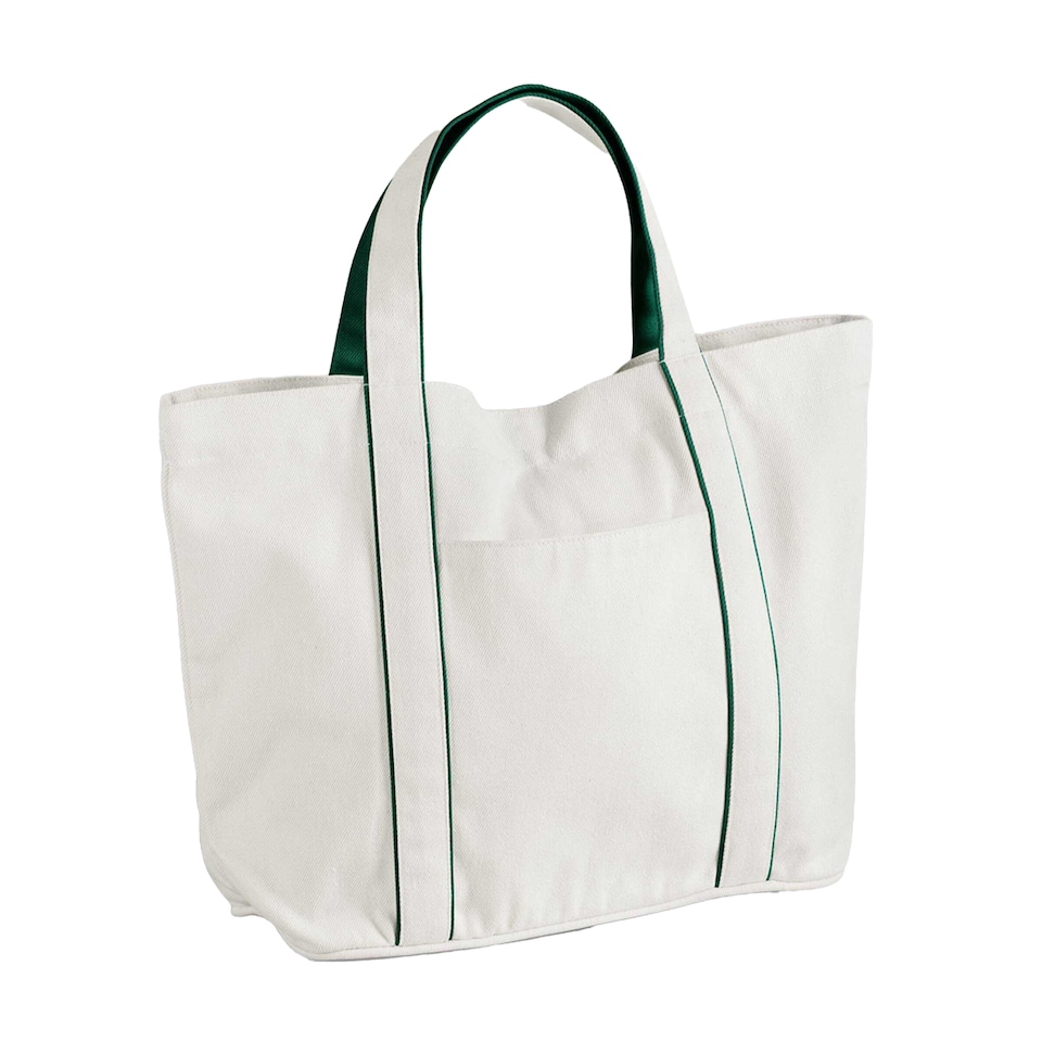 image 1 of Westford Mill Courtside Medium Tote Bag | White | Soft White/Bottle Green | One Size | 1